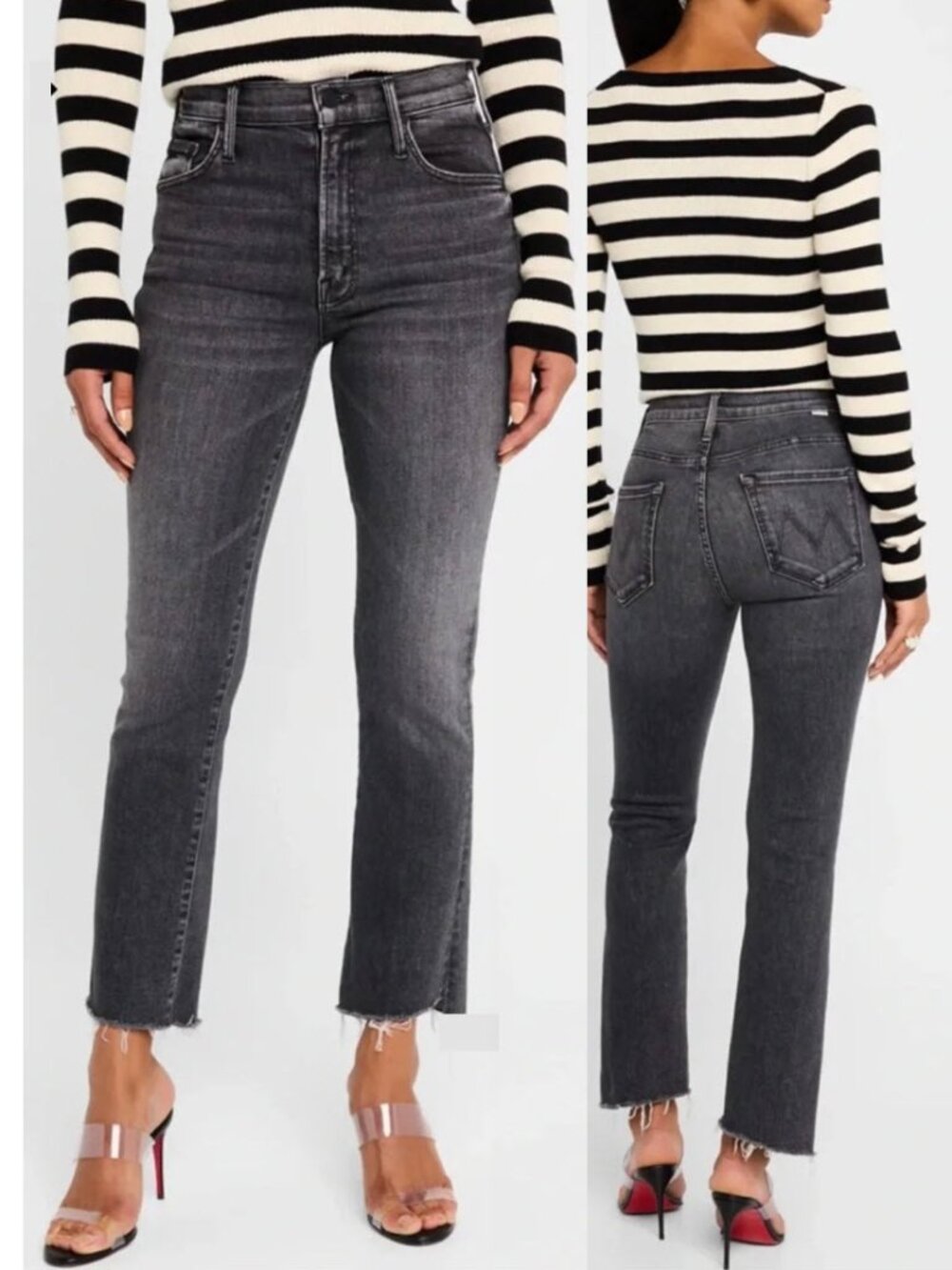 Mother The Insider Crop Fray Jeans Dancing In the Moonlight Size 26